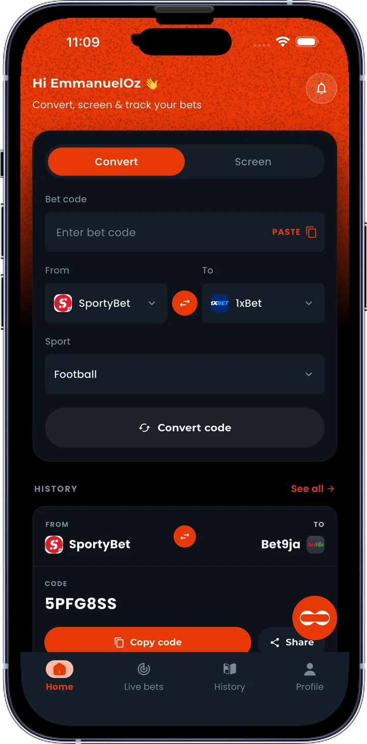 The Boorook bet code conversion screen